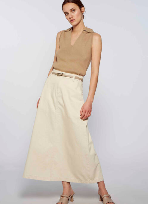 Jupe mi-longue beige YUGEN femme