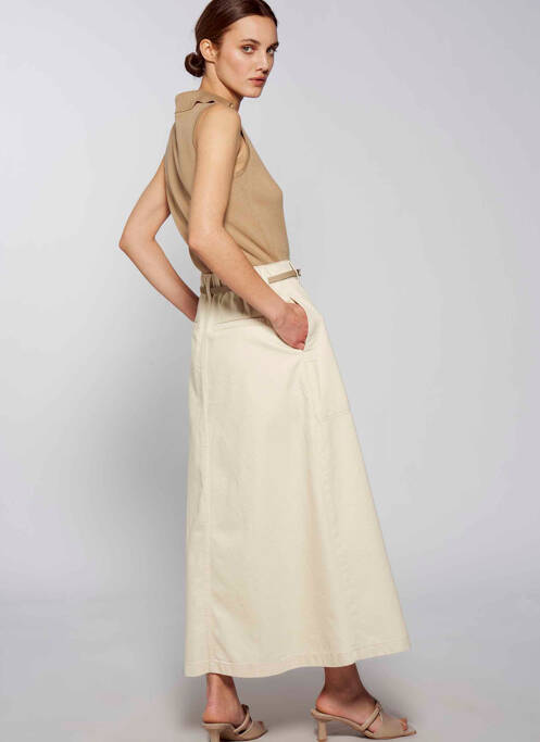 Jupe mi-longue beige YUGEN femme