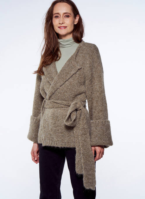 Gilet manches longues vert YUGEN pour femme