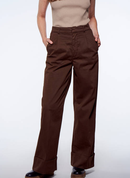 Pantalon droit marron YUGEN pour femme