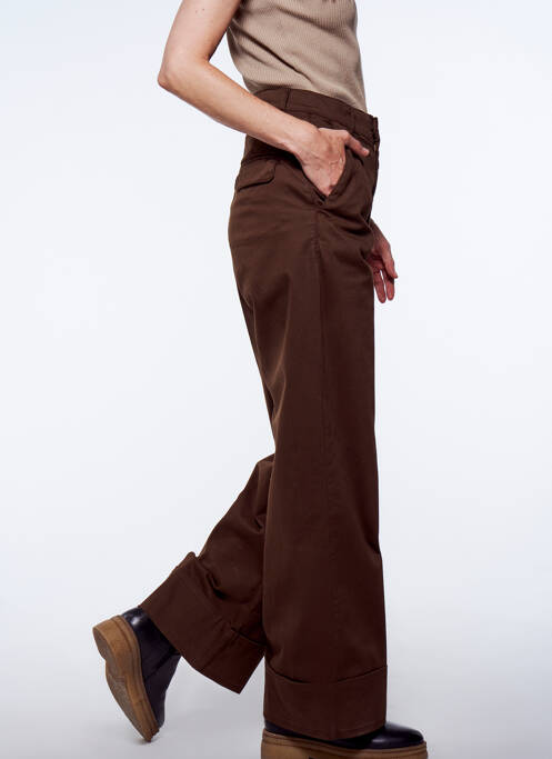 Pantalon droit marron YUGEN pour femme