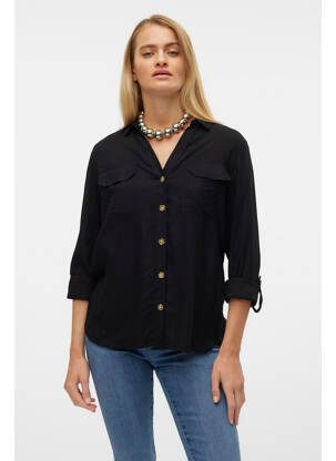 Chemisier coupe droite manches longues noir VERO MODA femme