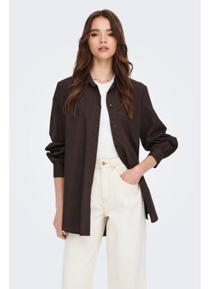 Chemisier manches longues manches longues marron ONLY femme