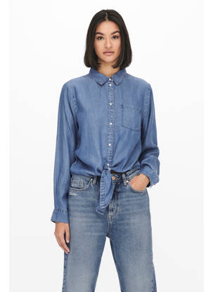 Chemisier coupe droite manches longues bleu JACQUELINE DE YONG femme
