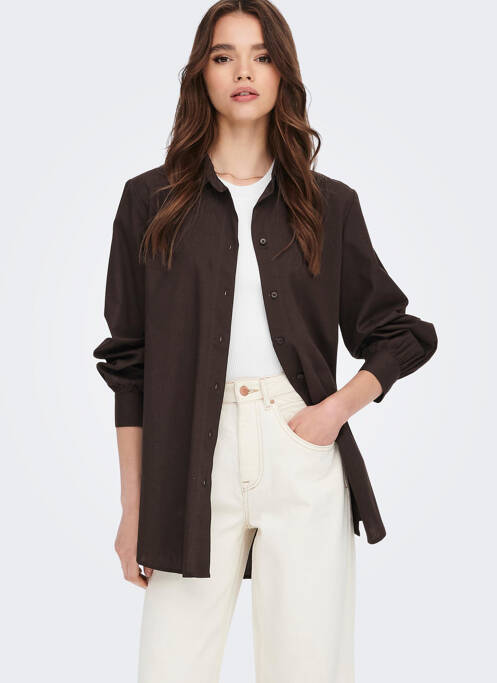 Chemisier manches longues manches longues marron ONLY femme