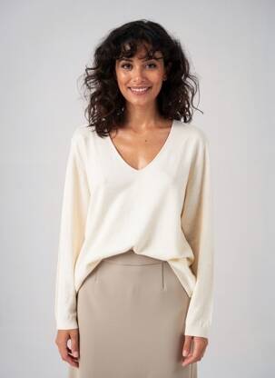 Pull coupe cintrée manches longues beige M & G MONOGRAM femme