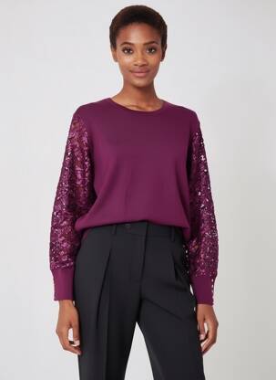 Pull stretch manches longues violet MICHA femme