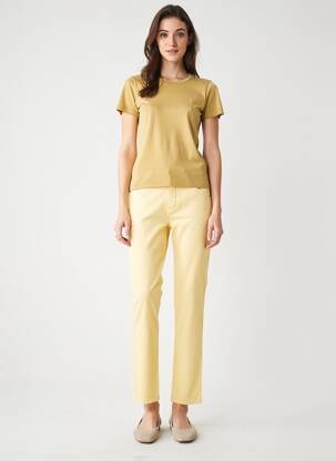 Pantalon slim stretch taille normale jaune ANNA MONTANA femme