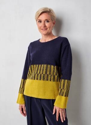 Pull coupe droite manches longues bleu GRIFFON femme