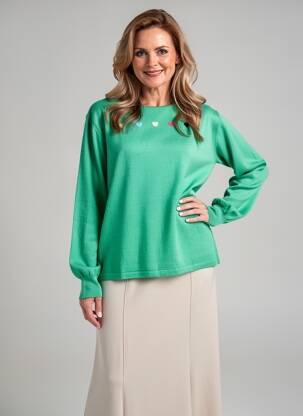 Pull coupe droite manches longues vert I.ODENA femme
