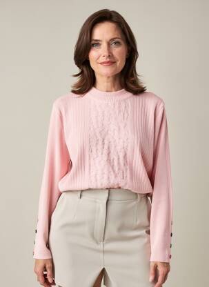 Pull coupe droite manches longues rose I.ODENA femme