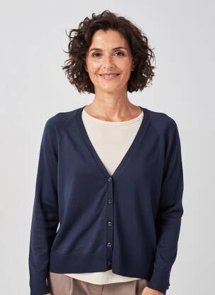 Gilet manches longues fermeture boutonnée sur le devant bleu BARBARA LEBEK femme