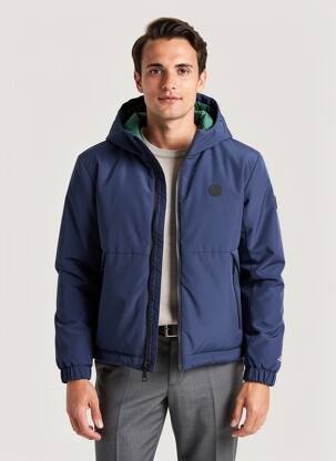 Doudoune manches longues a capuche bleu LEE COOPER homme
