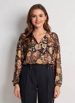 Blouse légère et transparente manches longues noir IKKS femme