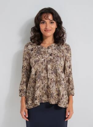 Top coupe cintrée manches 3/4 marron ONE STEP femme