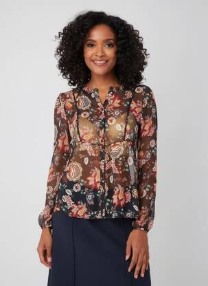Chemisier coupe cintrée manches longues noir ONE STEP femme