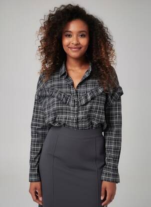 Chemisier coupe droite manches longues gris IKKS femme