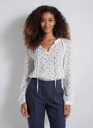 Blouse poignets boutonnés avec fente manches longues blanc IKKS femme