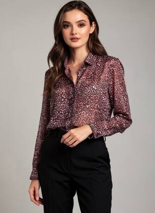 Chemisier tissage crêpe manches longues noir IKKS femme