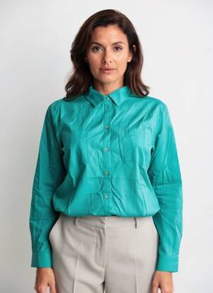 Chemisier coupe droite manches longues vert ONE STEP femme