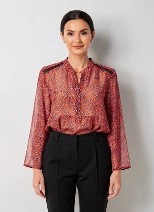Blouse légère et transparente manches longues orange ONE STEP femme