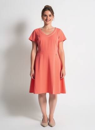 Robe mi-longue tissage crêpe manches courtes rose LE PETIT BAIGNEUR femme