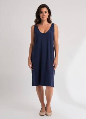 Robe mi-longue sans manche sans manche bleu EDC femme