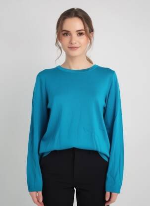Pull stretch manches longues bleu ESPRIT femme