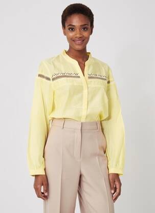 Chemisier tissage popeline manches longues jaune ONE STEP femme