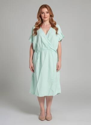 Robe mi-longue manches courtes manches courtes vert SHEEGO femme