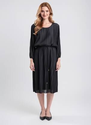 Robe mi-longue coupe fluide manches longues noir DAMART femme