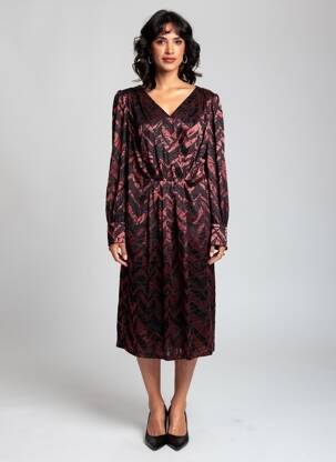 Robe mi-longue coupe fluide manches longues noir DAMART femme