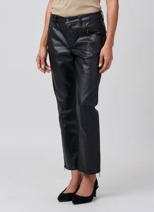 Pantalon droit fermeture zippée sous rabat boutonné noir HEINE femme