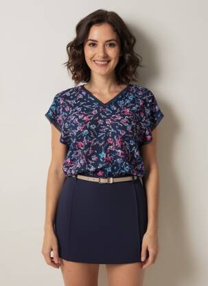 Top imprimé fantaisie manches courtes bleu DAMART femme