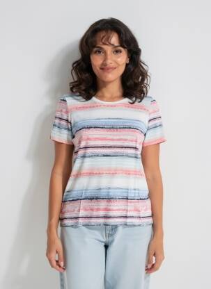 Top imprimé fantaisie manches courtes blanc DAMART femme