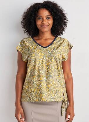 Top imprimé fantaisie manches courtes jaune DAMART femme