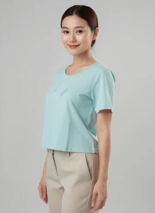 T-shirt coupe cintrée manches courtes bleu DAMART femme