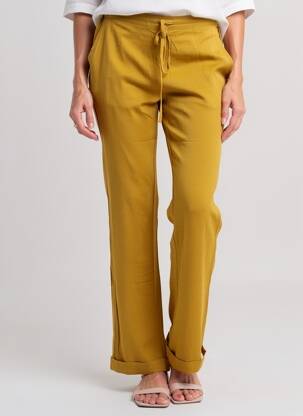 Pantalon droit tissage crêpe taille normale jaune LA FIANCÉE femme