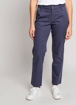 Pantalon chino fermeture zippée sous rabat boutonné taille normale bleu LA FIANCÉE femme