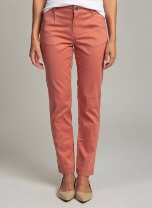 Pantalon chino fermeture zippée sous rabat boutonné taille normale orange LA FIANCÉE femme