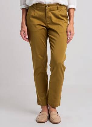 Pantalon chino fermeture zippée sous rabat boutonné taille normale vert LA FIANCÉE femme