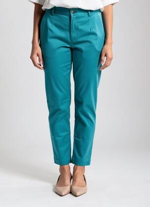 Pantalon chino fermeture zippée sous rabat boutonné taille normale bleu LA FIANCÉE femme