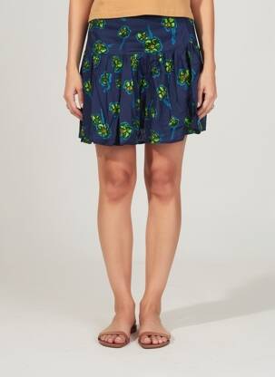 Jupe courte coupe droite bleu LA FIANCÉE femme
