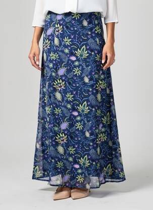 Jupe longue imprimé fantaisie bleu LA FIANCÉE femme