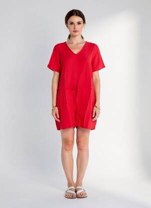 Combishort fermeture boutonnée au dos manches courtes rouge LA FIANCÉE femme