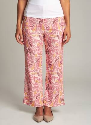 Pantalon droit tissage crêpe taille normale rose LA FIANCÉE femme
