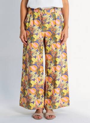 Pantalon large fermeture zippée sous rabat boutonné taille normale violet LA FIANCÉE femme