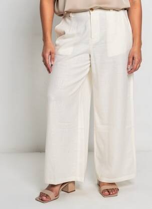Pantalon droit fermeture zippée sous rabat boutonné taille normale beige LA FIANCÉE femme