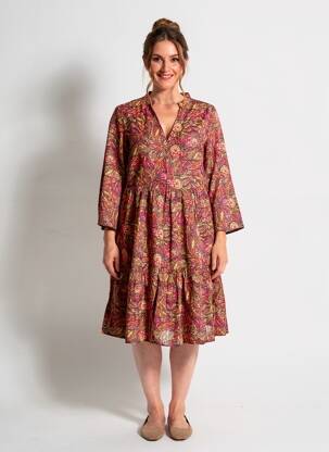 Robe mi-longue manches 3/4 manches 3/4 rouge LA FIANCÉE femme