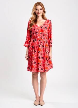 Robe courte manches 3/4 manches 3/4 rouge LA FIANCÉE femme